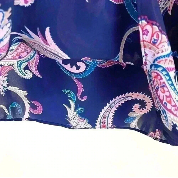 Laundry Shelly Segal Navy Paisley Loose Neck Sleeveless Top Blouse Size S - Picture 7 of 12